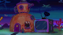 The Star house at night.