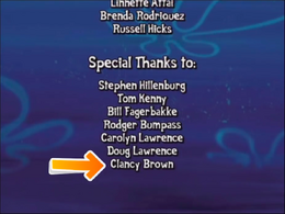 Clancy Brown name credit in SpongeBob's Truth or Square video game