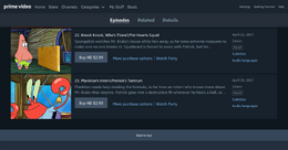 Patrick's Tantrum available on SpongeBob Season 12 on Amazon Prime Video