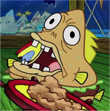 spongebob eating chocolate with his teeth