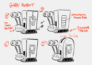 FoKHlzzaQAE3cjA.png (27 KB) Four preliminary designs for RoboGary, with the third one ending up as the one used in the episode.