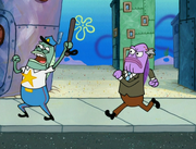 Incidental 118 and Mr. What Zit Tooya chasing Squidward together.