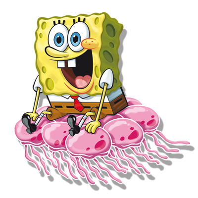 Free: Spongebob, Garry Spongebob Chasing Jellyfish - Transparent