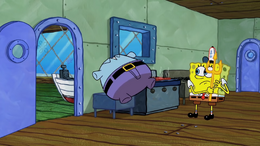 Mr. Krabs' clothes come off in Trident Trouble