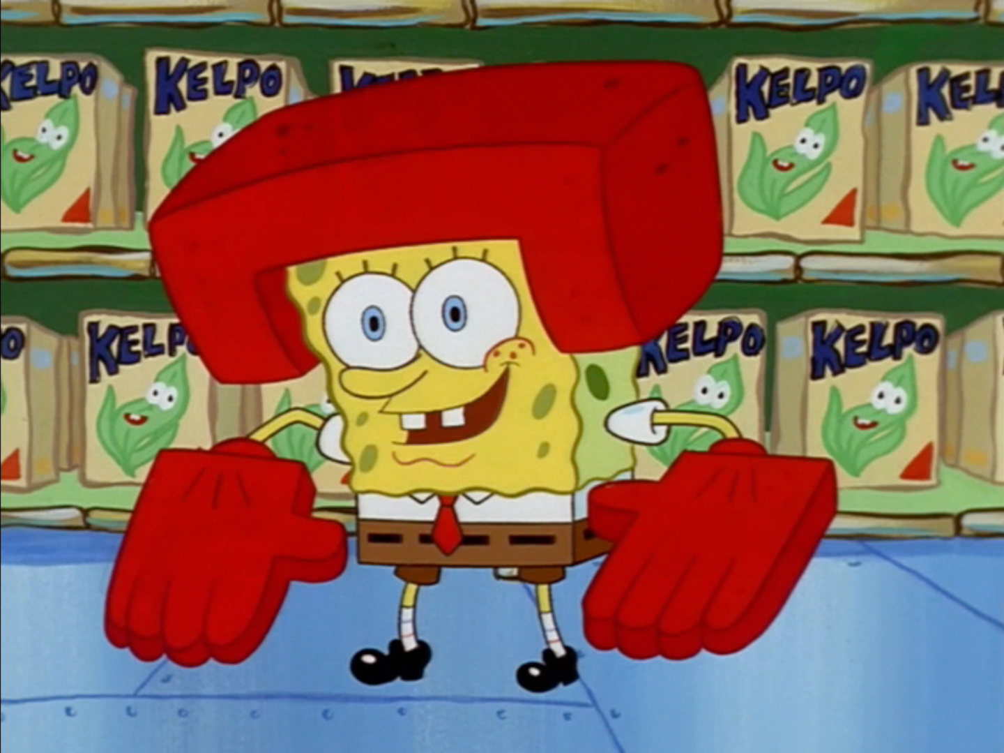 spongebob doing karate