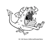 Horned monster tattoo