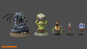 Line-up of board game pieces