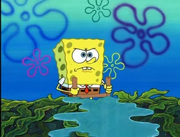 The bottom of SpongeBob's nose is outlined in dark yellow instead of black.