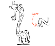 Sea giraffe sketch #2; points out its hooves