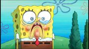 SpongeBob shedding a tear