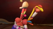 Mr. Krabs making the balloon animals.