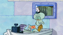 Squidward reading the House Fancy magazine in this episode.
