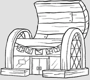 The Krusty Krab with its roof open