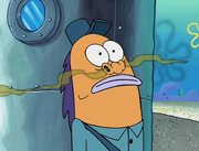 Mr. Mailman smelling SpongeBob's rancid breath.