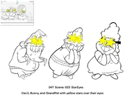 FvTjlkBX0BQfQBy.jpeg (245 KB) Starry-eyed Cecil, Bunny, and GrandPat model sheet