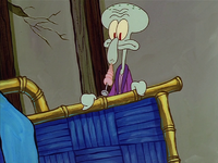 Squidward being poked by the snail plasma.