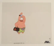 An unused cel featuring "Doctor" Patrick with a doctor's briefcase.