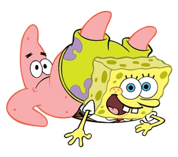 Сток-арт, где Патрик лежит на Губке Бобе.