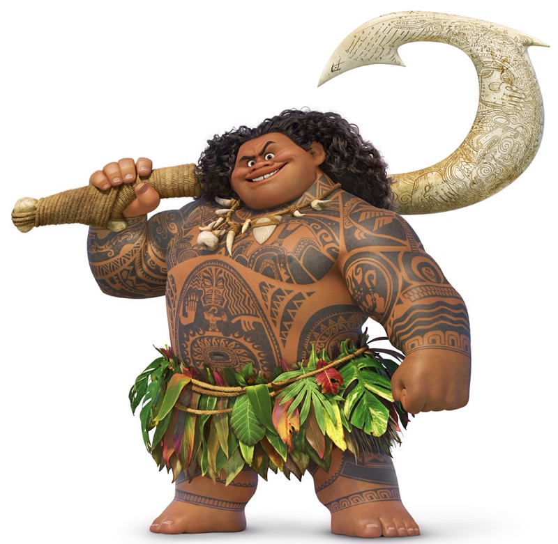 Disney Moana MAUI with Giant Fish Hook DEMI GOD w/ Tattoos Plush Stuffed Toy