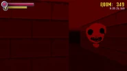 Unknown Specimen 1 chasing the player in HD Renovation, causing red distortion on the screen.