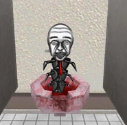 Carl appears from the bloody toilet.
