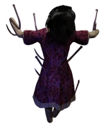 Hooked doll stuck to the wall when first encountering her