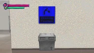 The drinking fountain (save point).
