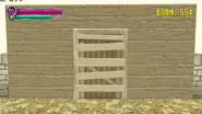 The barricaded door.