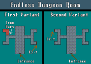The dungeon room with the iron bars (Endless Mode only), with its two variants.