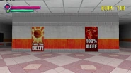 Posters in the restaurant.