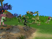 A creature with its pack members, including 2 Rogue creatures.