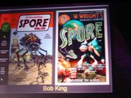 Fake pulp SciFi magazines titled "SPORE"