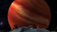C.jpg (76 KB) A red gas giant as seen from its moon.