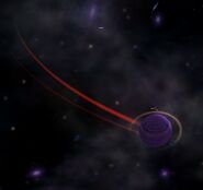 Красная орбита у газового гиганта и его спутника