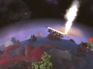 A player using the Asteroid Call Button.