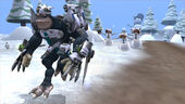 A captain runs away from the aggressive snowman-like creatures.