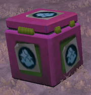 A box of spice. The color of the box varies depending on the type of spice, this box containing pink spice.