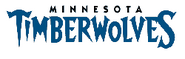 1997-2008: "MINNESOTA" in black, "TIMBERWOLVES" in blue.