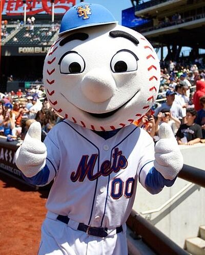 With Original Mr. Met Costume in Mets Hall of Fame