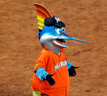 Billy the Marlin with Miami Marlins Honorees Aug. 2014 