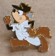 Image of a pin depicting Waldo the White Sox Wolf.