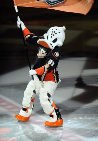 Skating at Honda Center with Anaheim Ducks mascot Wild Wing