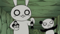 Humanoid bunny and panda bear - for Tenten's entertainment