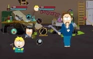 Butters and the player fighting meth heads.