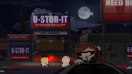 The Coon making his appearance in front of U-Stor-It.