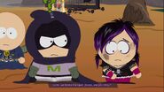 Mysterion asking Karen if she is freed from the curse by the Vampire Kids.