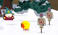 Cartman using Kenny for target practice.