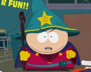 Cartman angry at the new kid for betraying him.