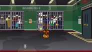 Tupperware discovers his parents being locked inside the police station's holding cell.