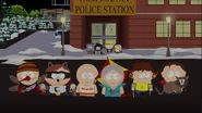The Coon, alongside Coon and Friends leaving the police station after discovering Scrambles the missing cat.